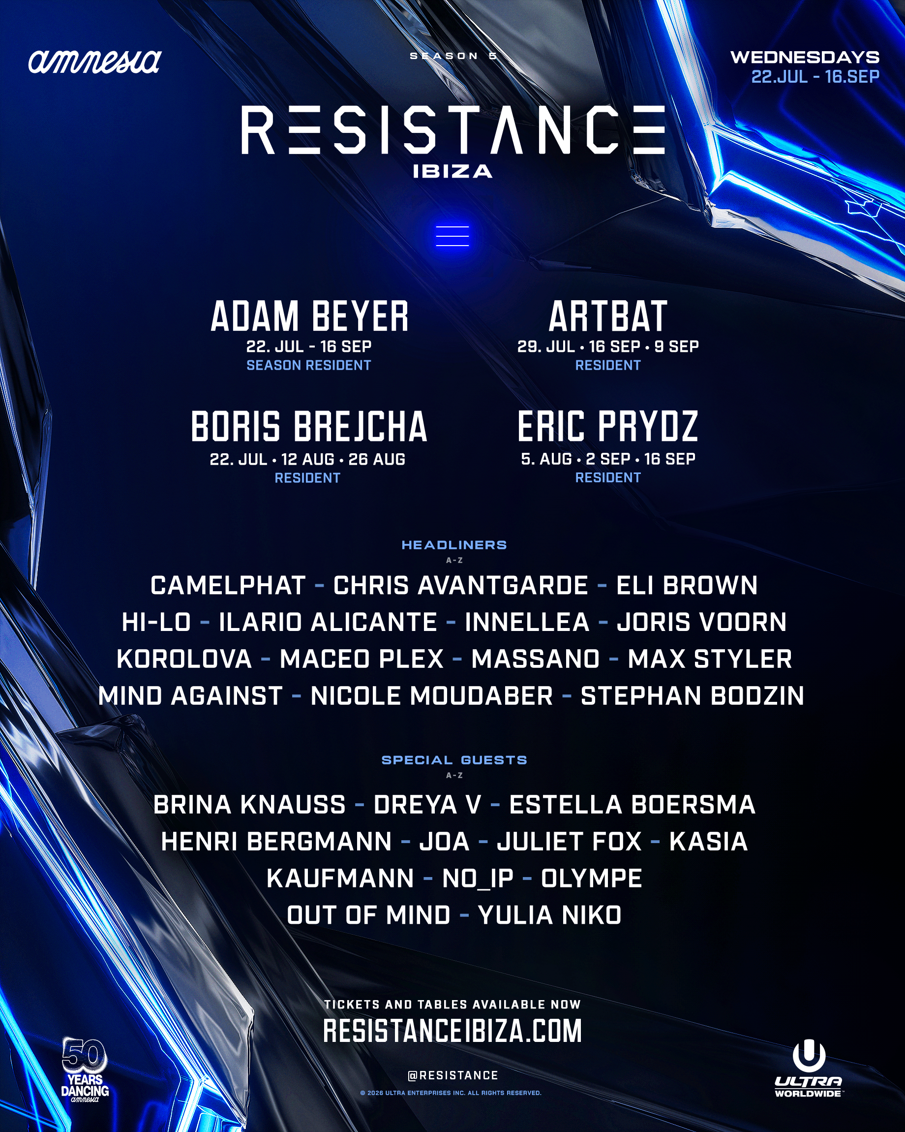 RESISTANCE Ibiza 2026 Season Billing