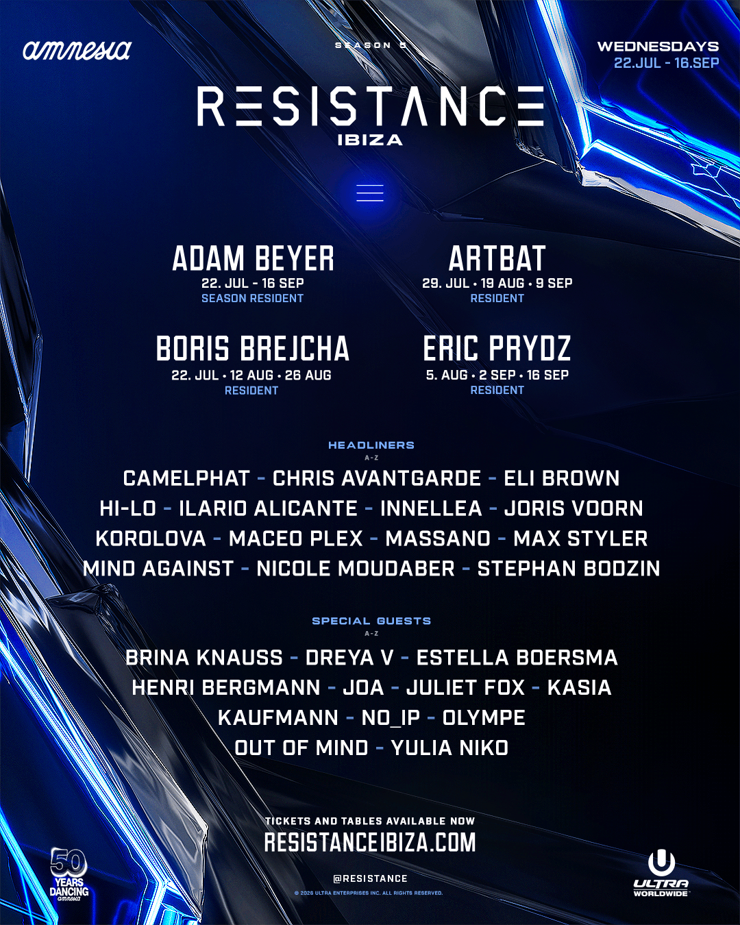 RESISTANCE Ibiza 2026 Season Billing