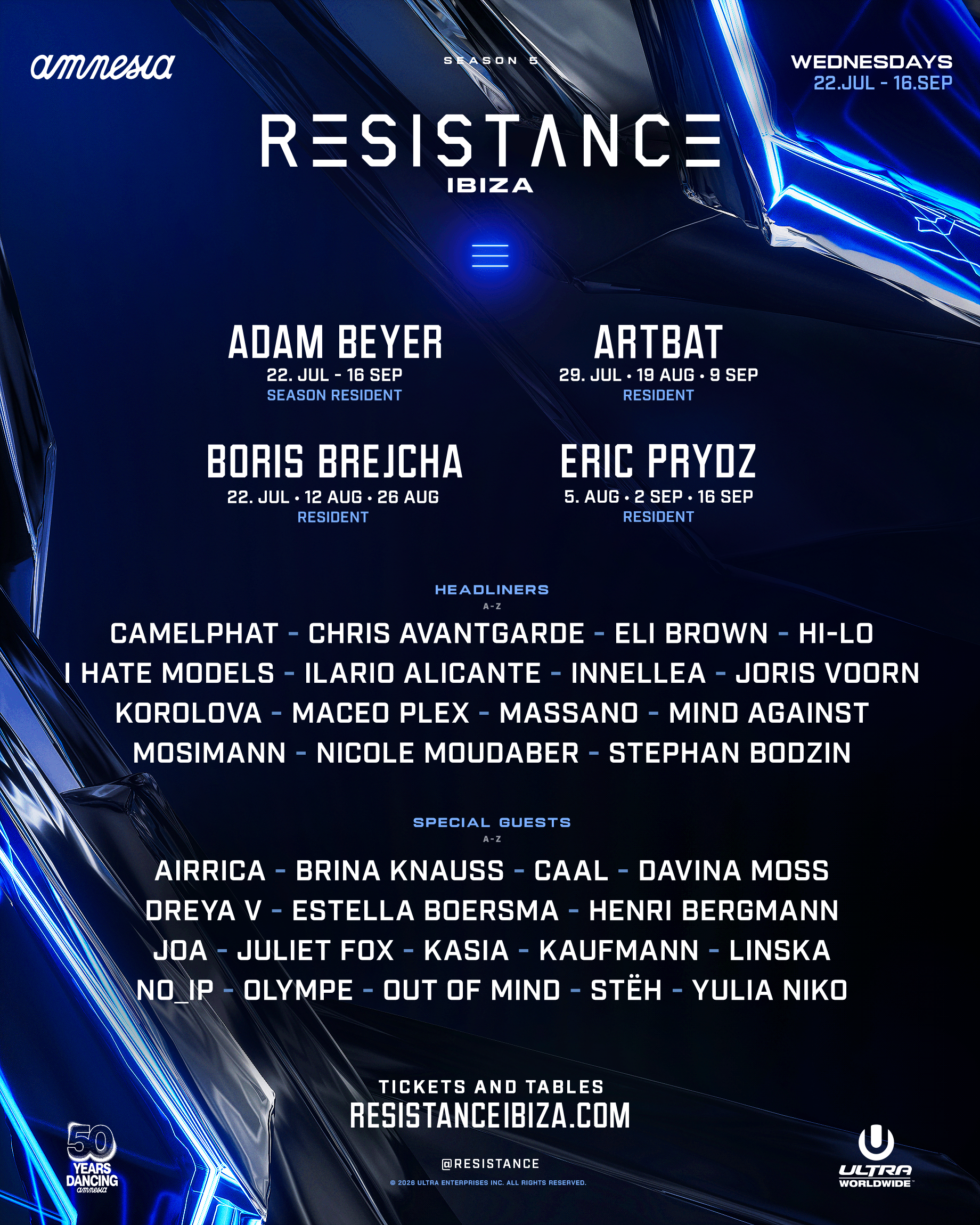RESISTANCE Ibiza 2026 Season Billing